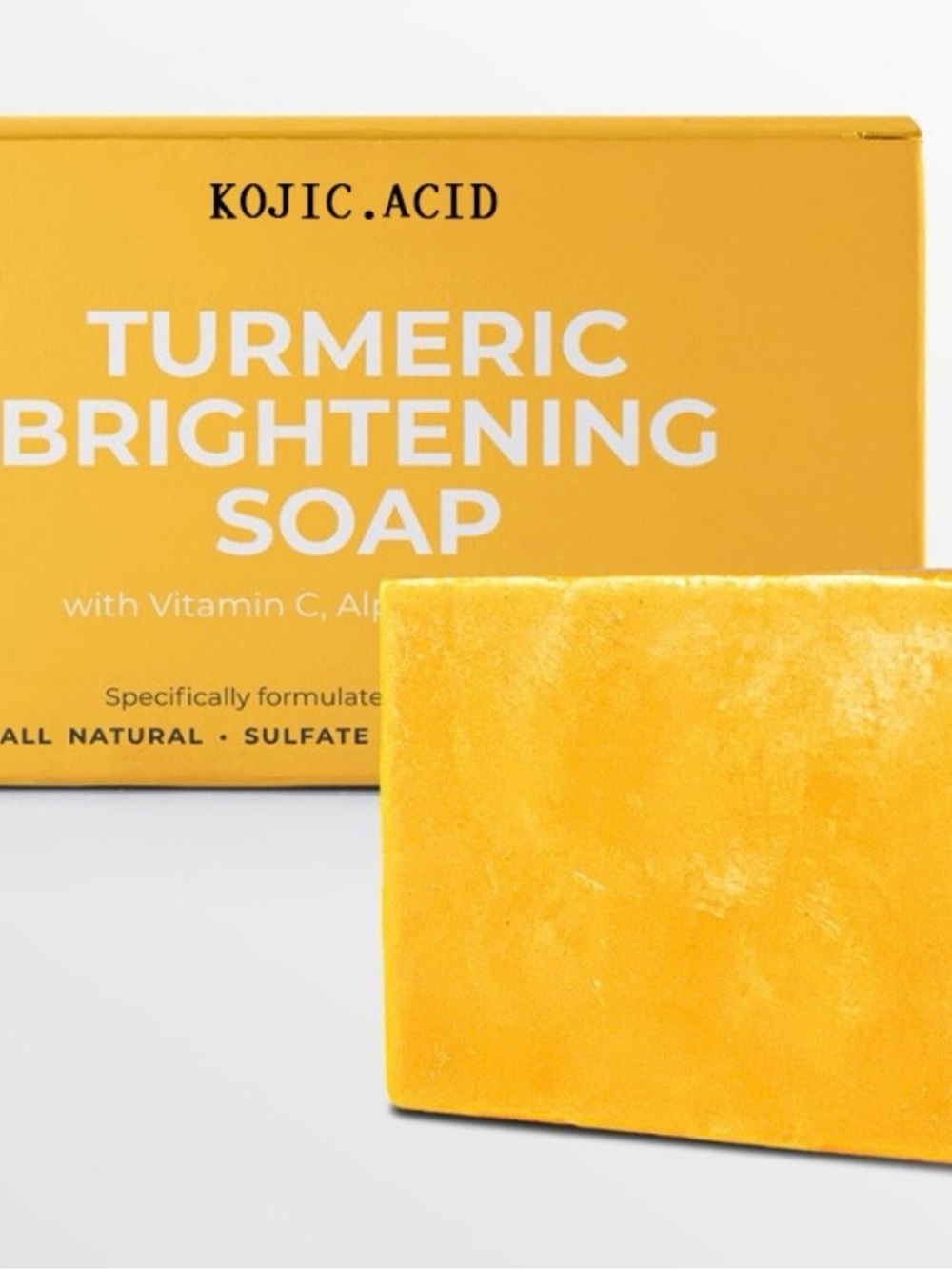 Kojic Acid Turmeric Brightening Soap - Vibrant Yellow Bar BNIP